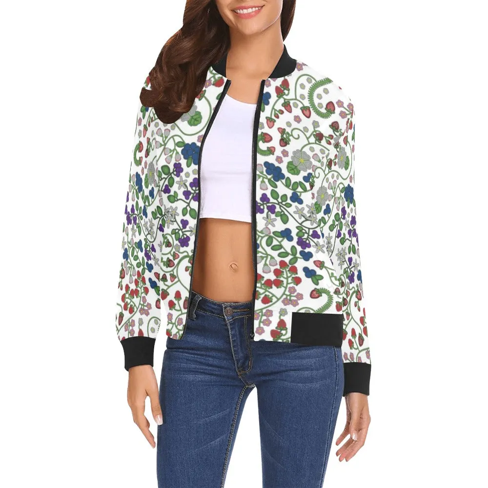 Grandmother Stories White All Over Print Bomber Jacket for Women