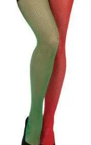 Green and Red Fishnet Tights