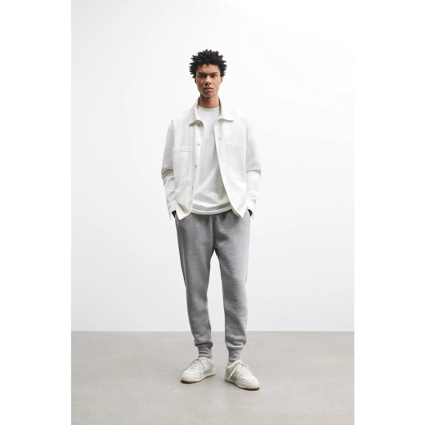 Grey Plain Light Fleece Joggers