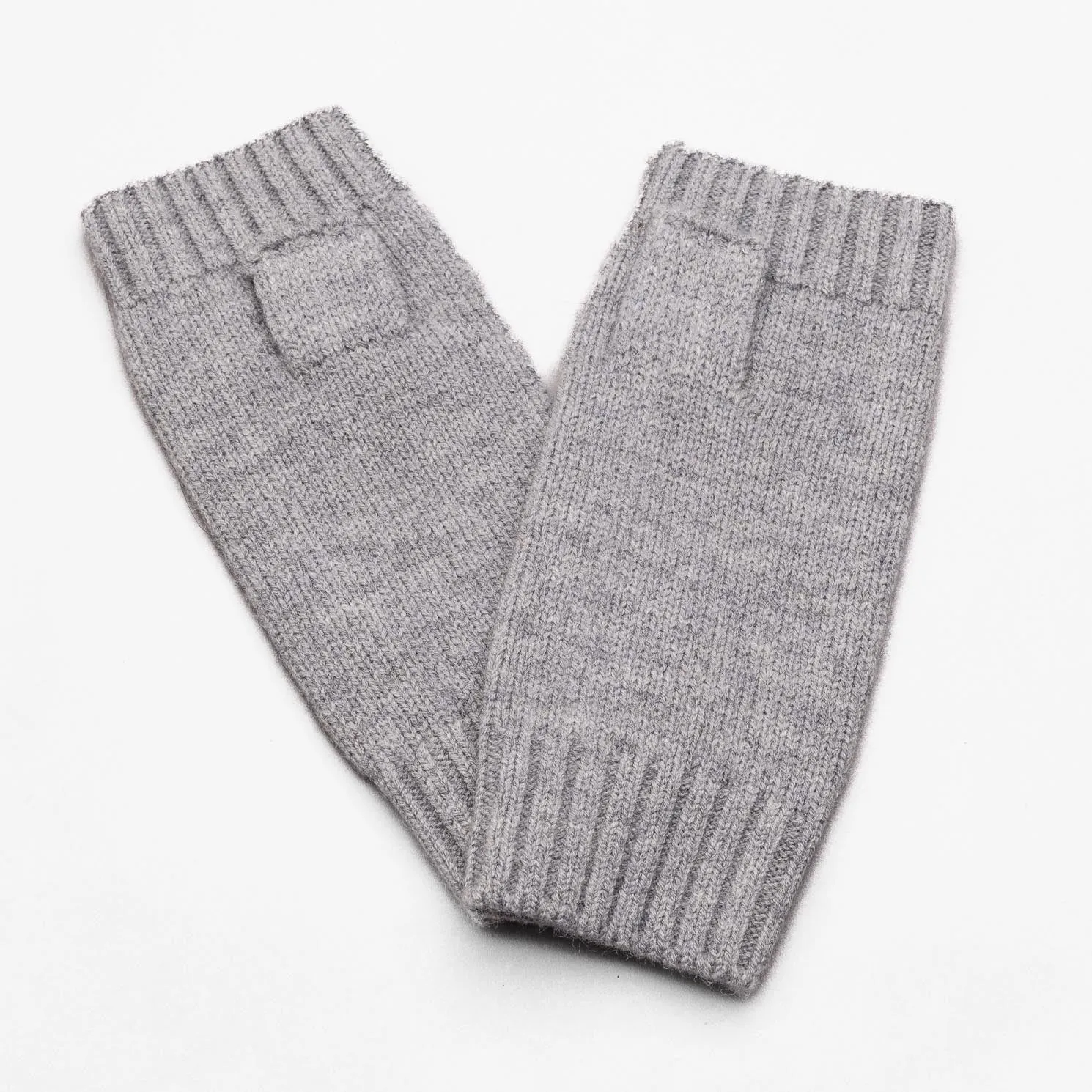 Hands UP!  Rib and Jersey Sustainable Pure Merino Wool Fingerless Glove, Dove Grey