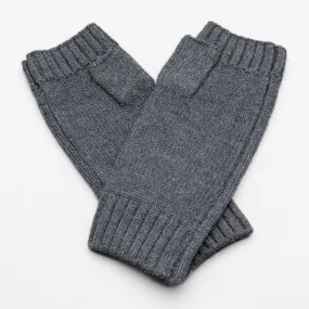 Hands UP!  Rib and Jersey Sustainable Pure Merino Wool Fingerless Glove, Pressed Metal Grey