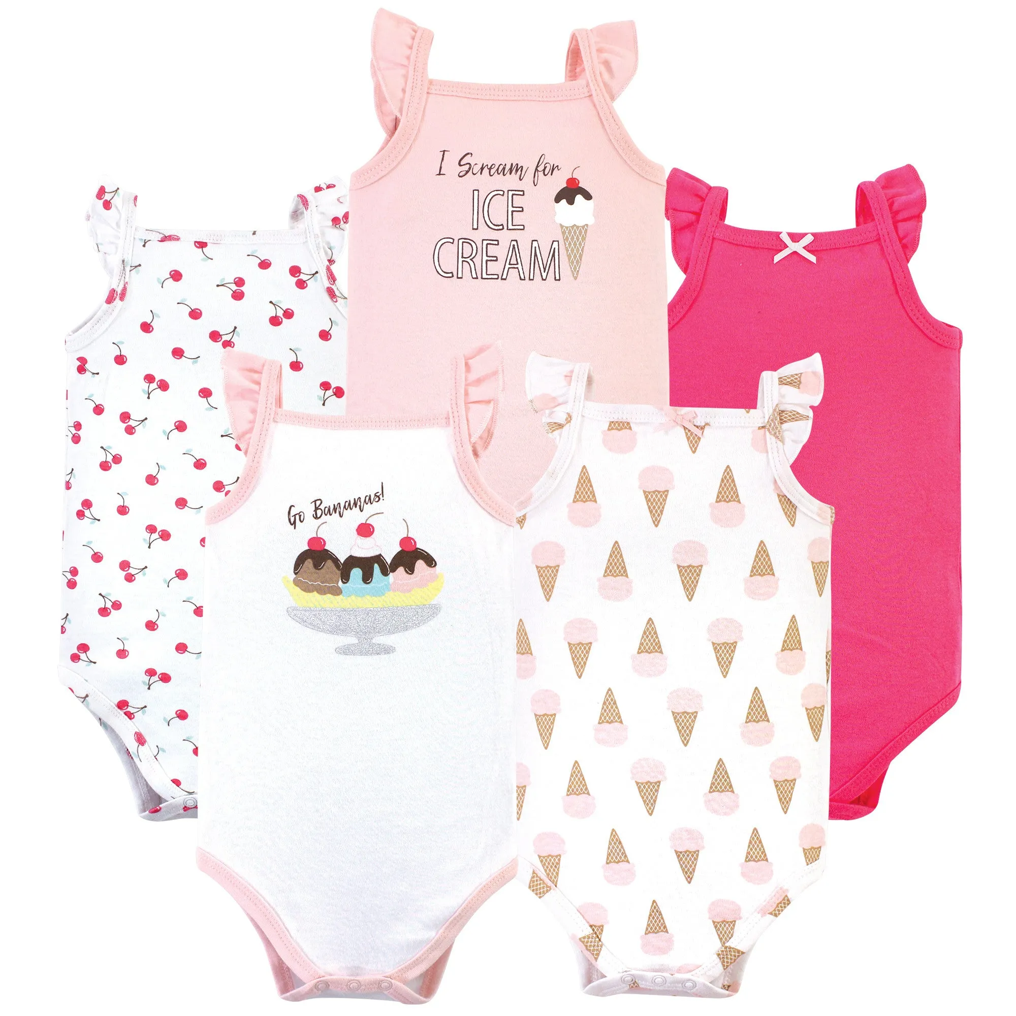 Hudson Baby Cotton Sleeveless Bodysuits, Banana Split