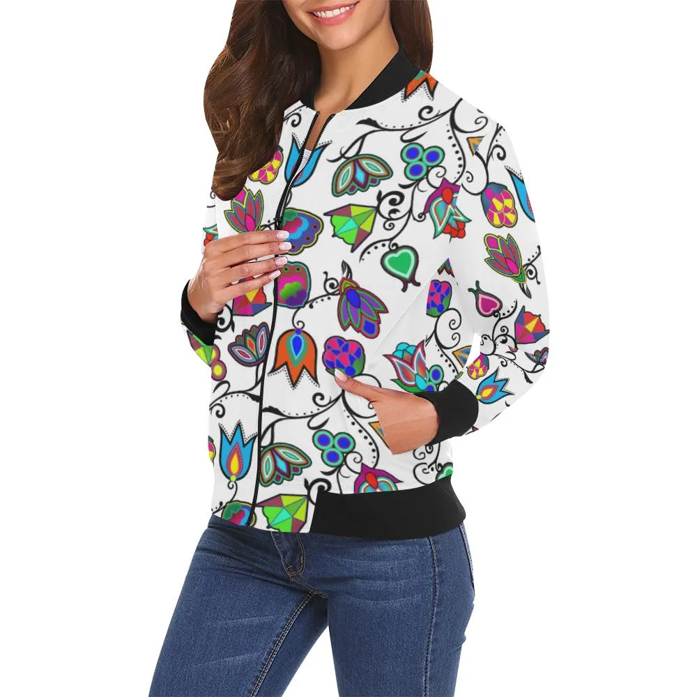 Indigenous Paisley - White Bomber Jacket for Women