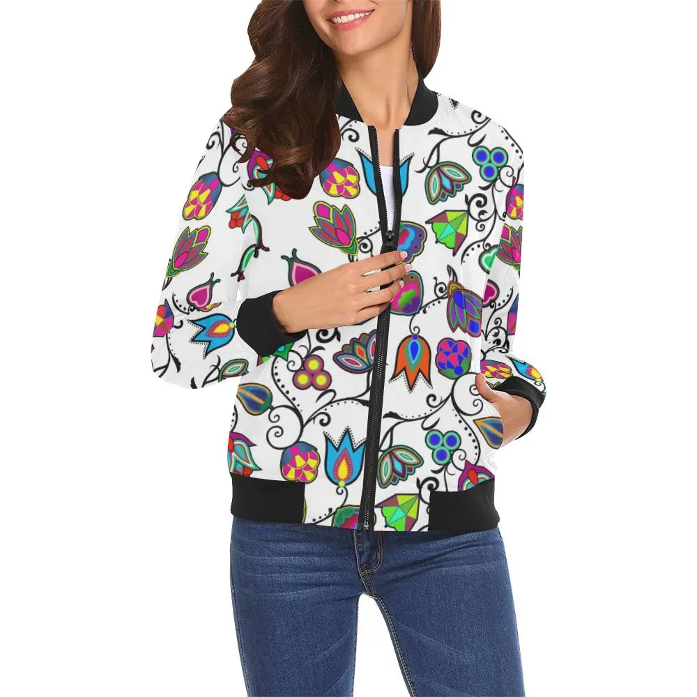 Indigenous Paisley - White Bomber Jacket for Women