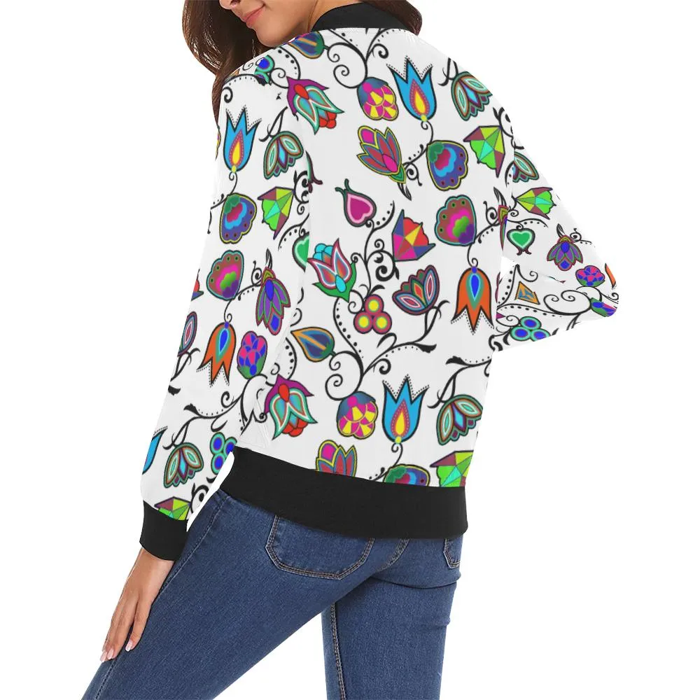 Indigenous Paisley - White Bomber Jacket for Women