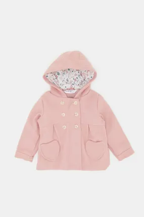 Infant Girls Pink Melton Coat