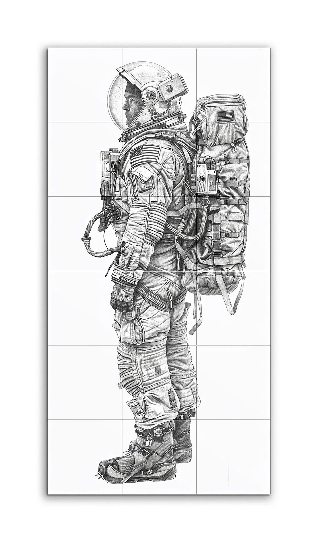 Intricate Astronaut Side Profile Artwork