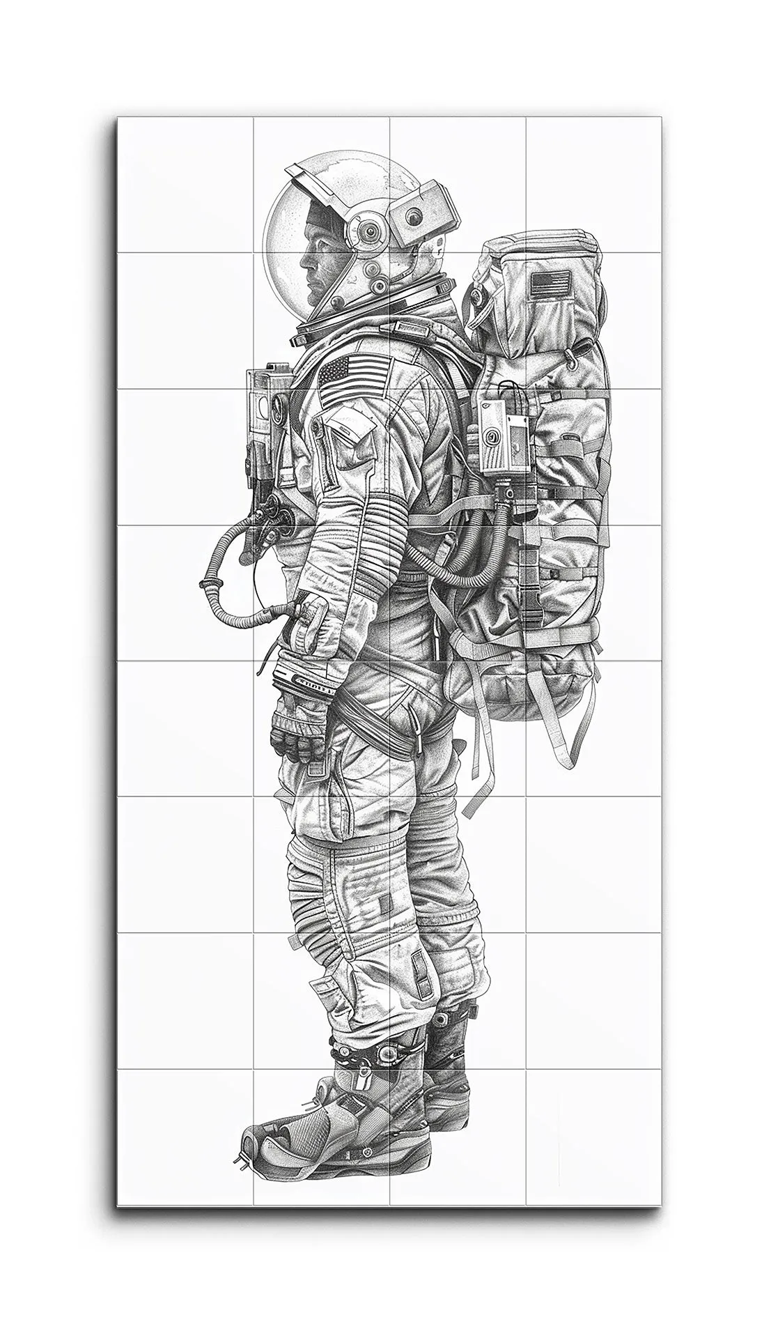 Intricate Astronaut Side Profile Artwork