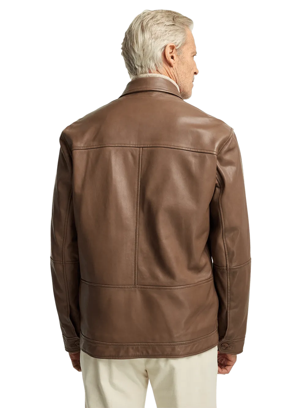 Leather Bomber Jacket - Brown