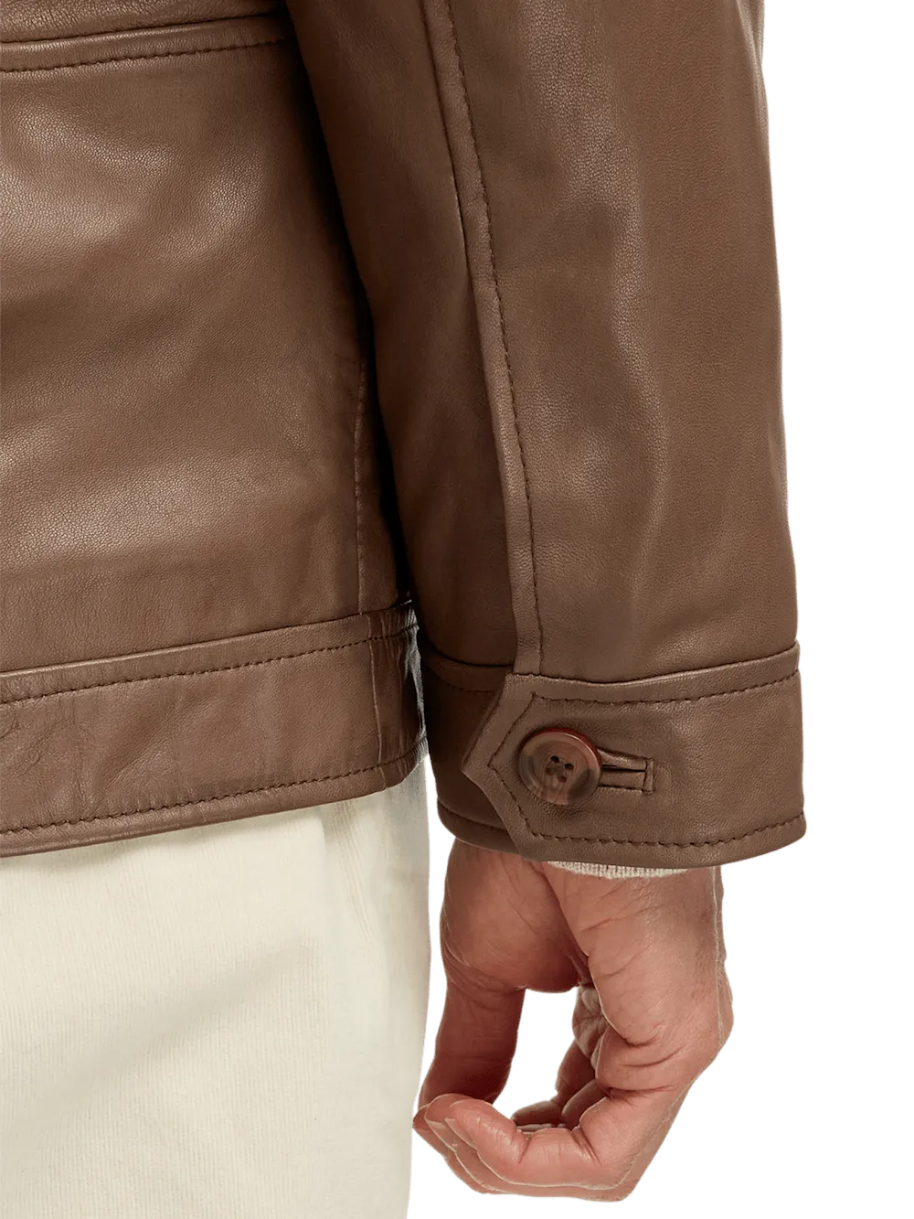 Leather Bomber Jacket - Brown