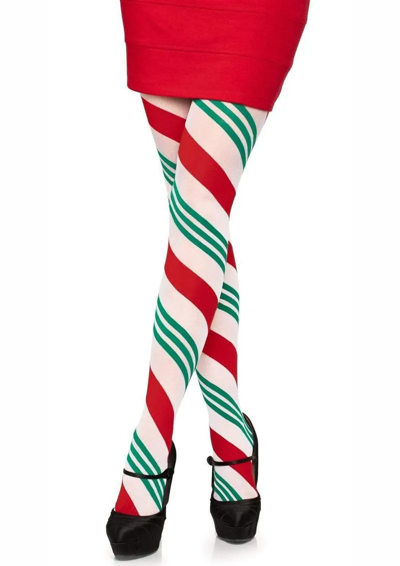 Leg Avenue Holiday Ribbon Striped Tights