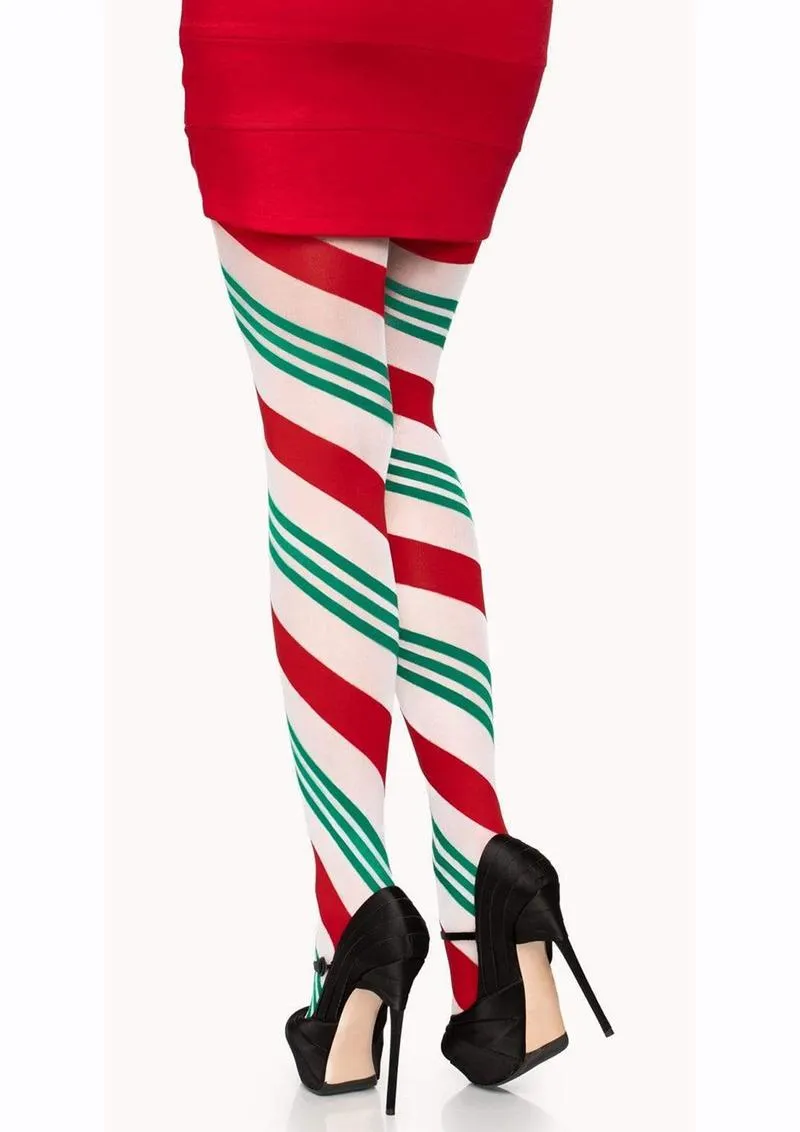 Leg Avenue Holiday Ribbon Striped Tights