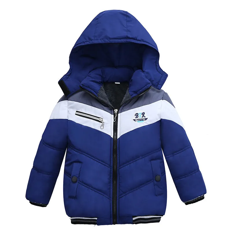 Long Sleeved Hooded Padded Jacket For Boys