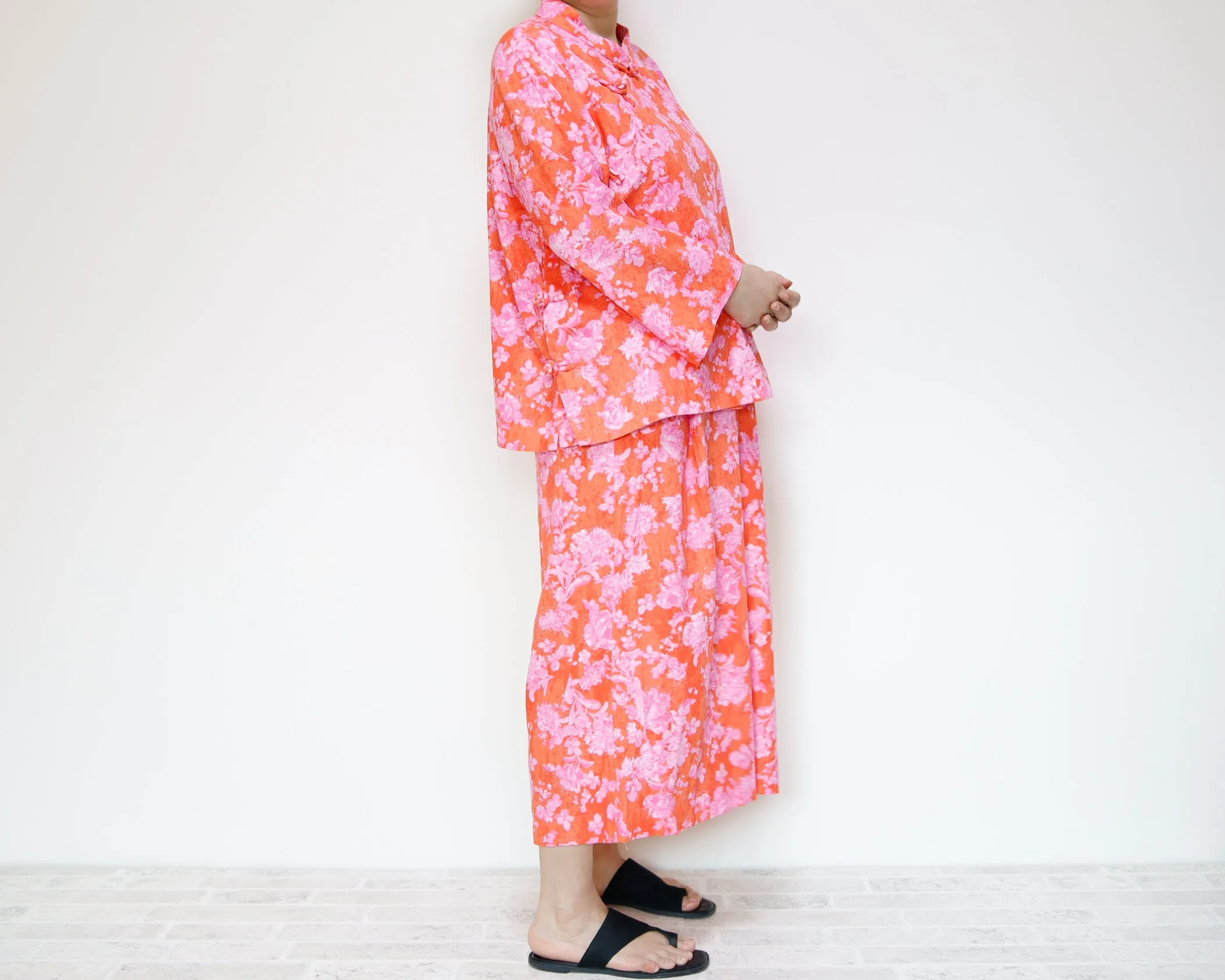 <P09R> GAUCHO FLOWER PRINTED LINEN