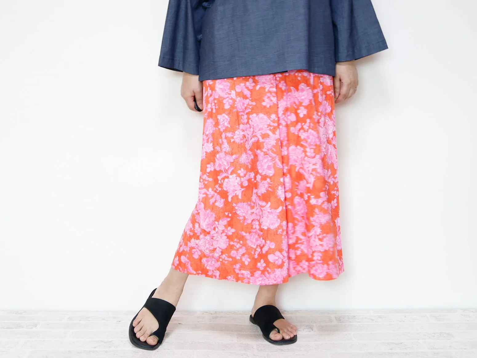 <P09R> GAUCHO FLOWER PRINTED LINEN