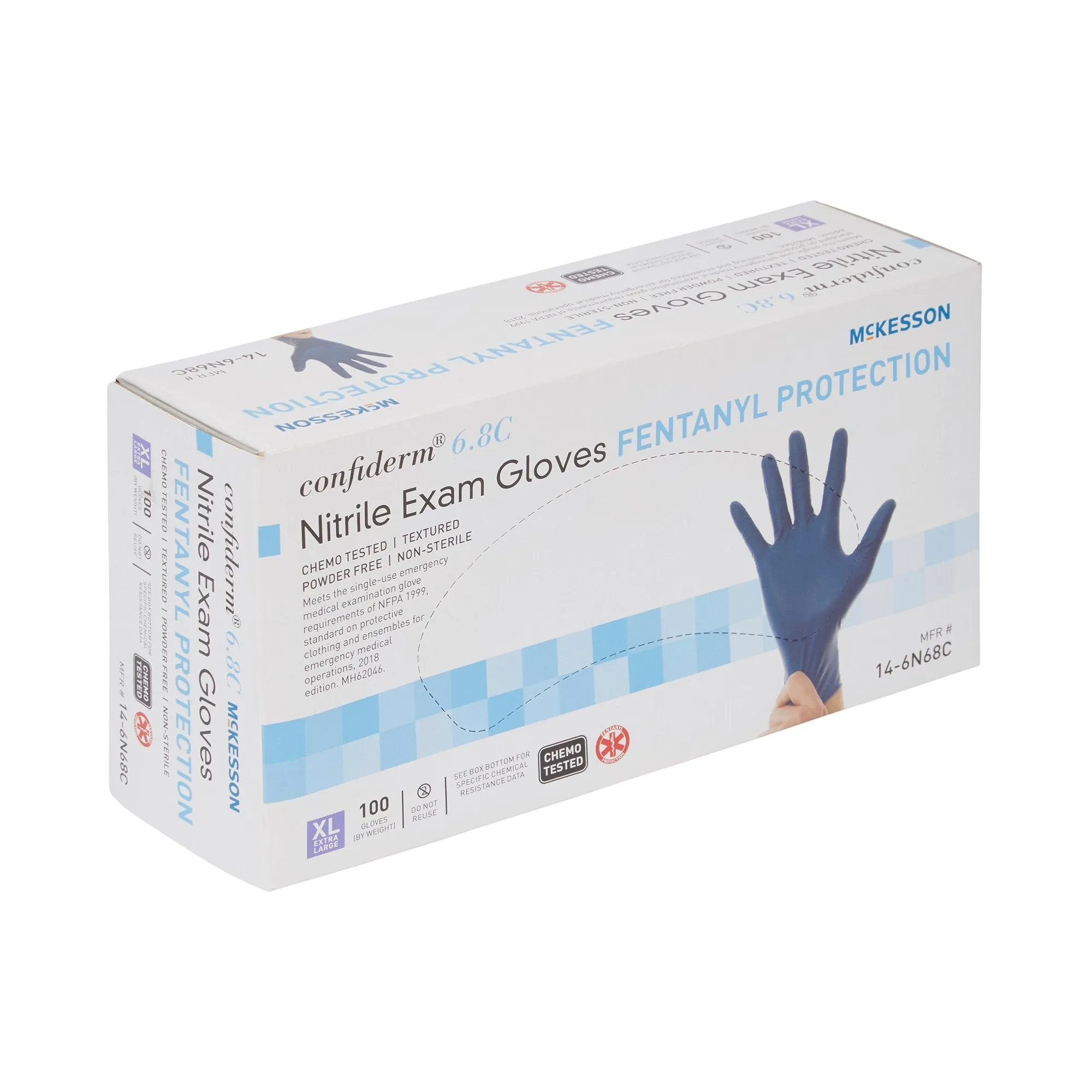 McKesson Confiderm® 6.8C Nitrile Exam Glove, with Fentanyl Protection, Extra Large, Blue