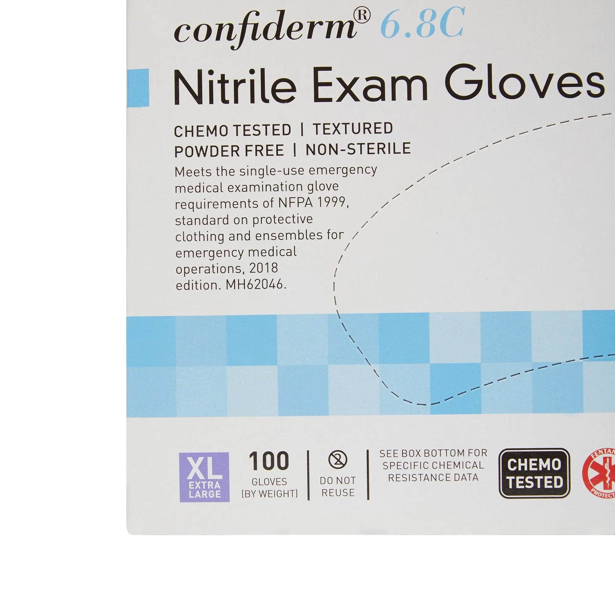 McKesson Confiderm® 6.8C Nitrile Exam Glove, with Fentanyl Protection, Extra Large, Blue