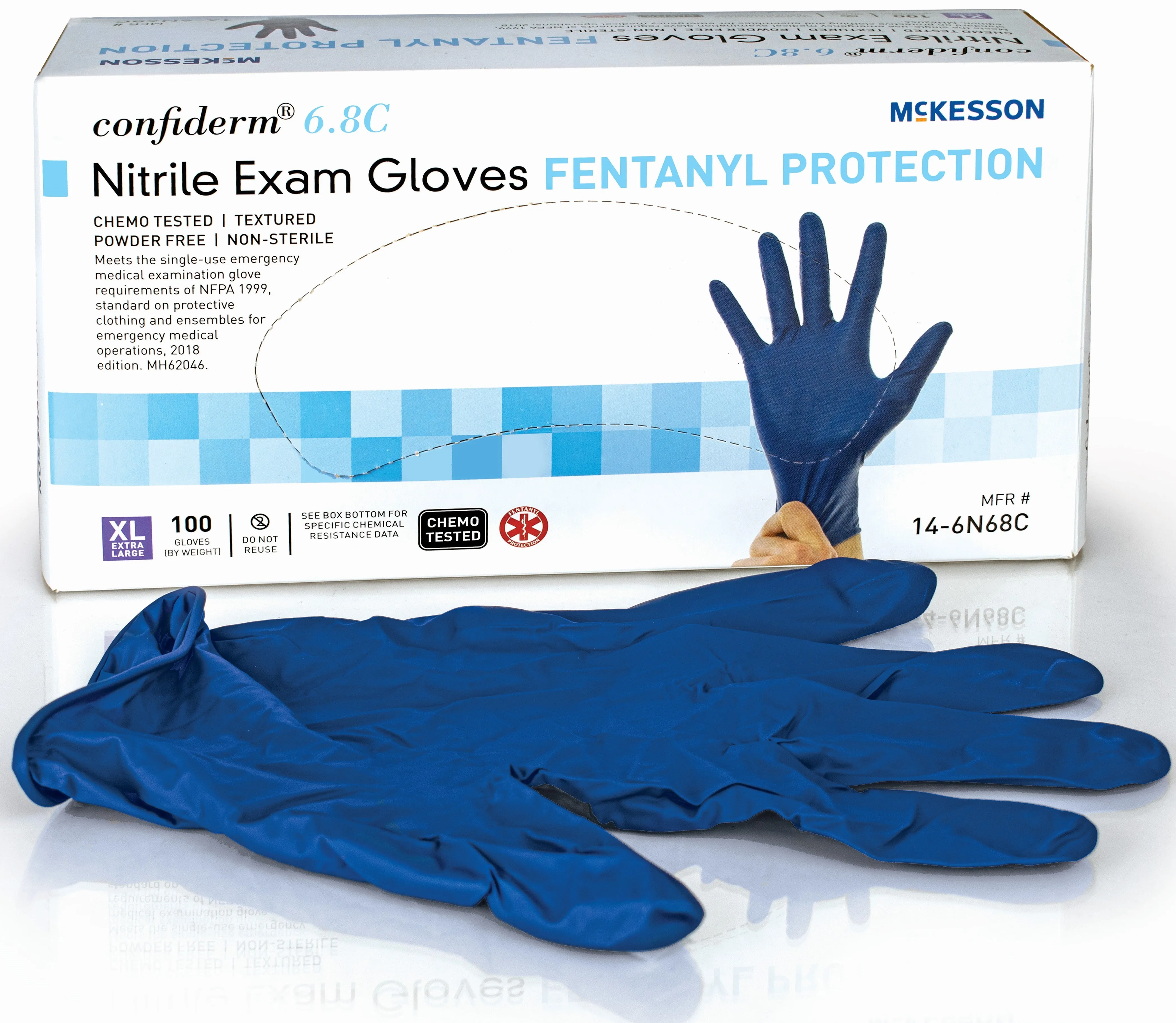 McKesson Confiderm® 6.8C Nitrile Exam Glove, with Fentanyl Protection, Extra Large, Blue