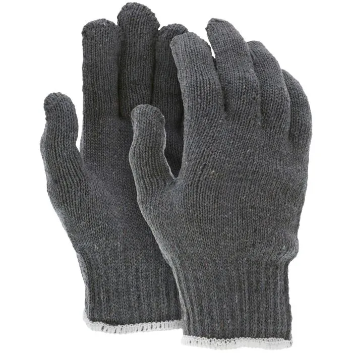 MCR Safety 9507 7 Gauge Heavy Weight String Knit Work Gloves, Gray, Box of 12 Pairs