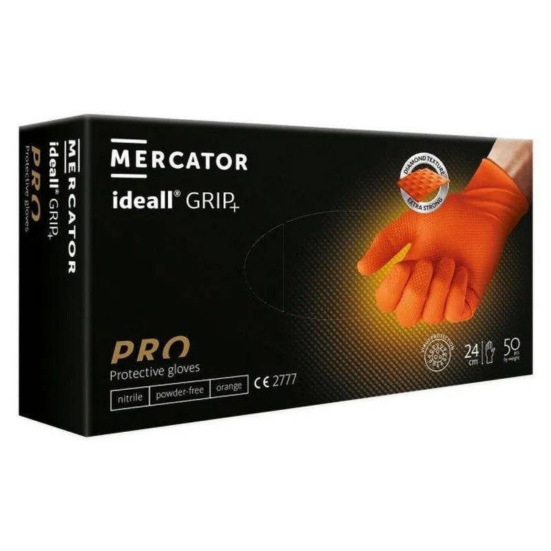 Mercator Ideall Grip Pro Protective Gloves 24cm Orange Pack of 50 - Various Sizes