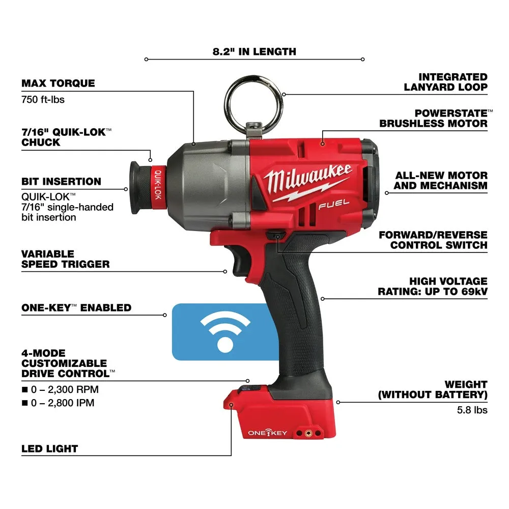 Milwaukee 2865-20 M18 FUEL 7/16" Hex Utility HTIW w/ ONE-KEY (Tool Only)