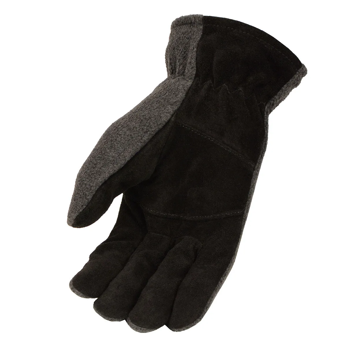 Milwaukee Leather G057 Men's Black and Grey Fleece with Suede Palm Thermal Lined Gloves