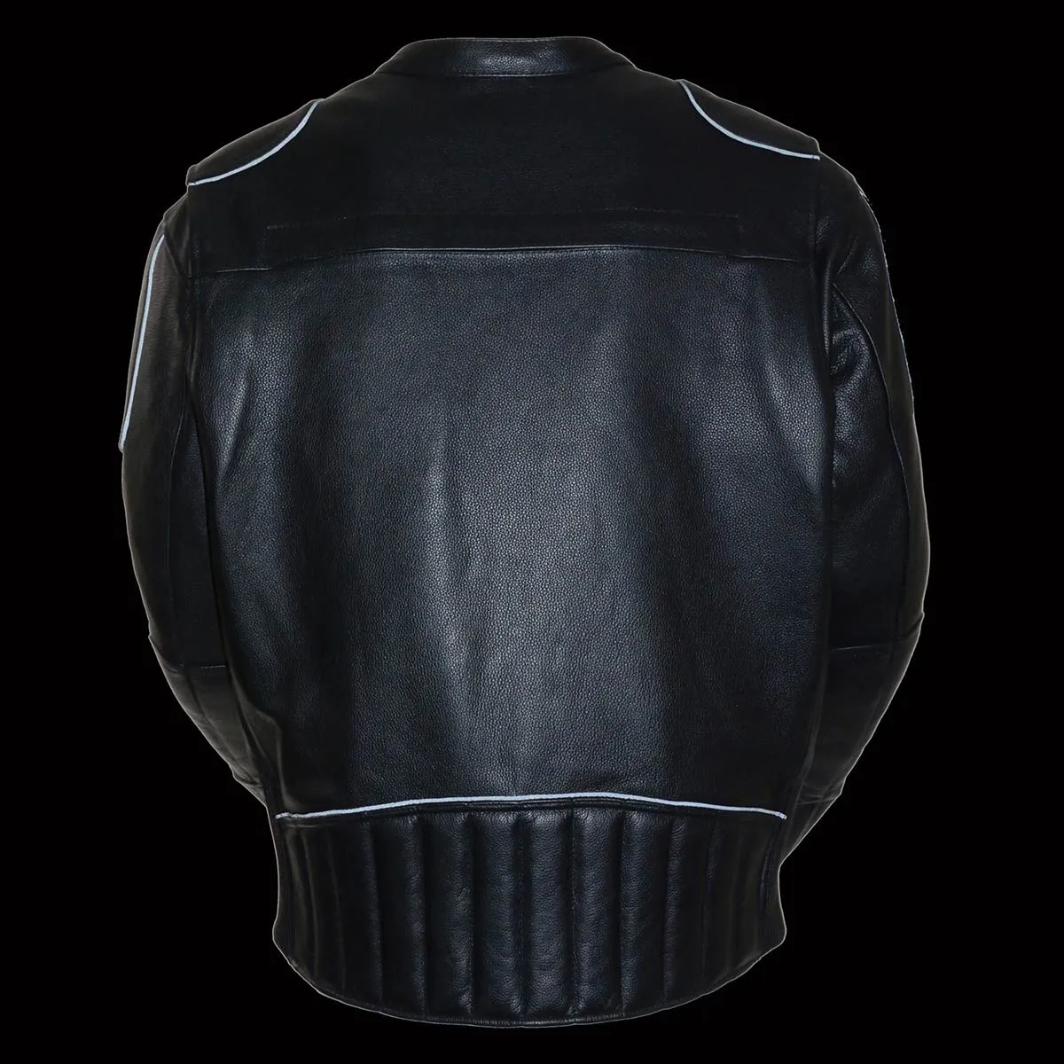 Milwaukee Leather LKM1705 Men's Black Side Stretch Vented Black Leather Scooter Jacket