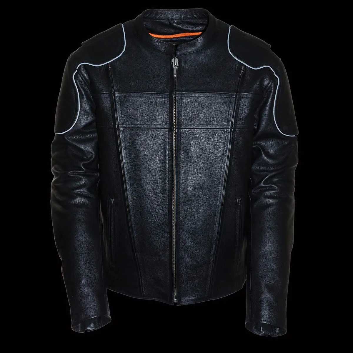 Milwaukee Leather LKM1705 Men's Black Side Stretch Vented Black Leather Scooter Jacket