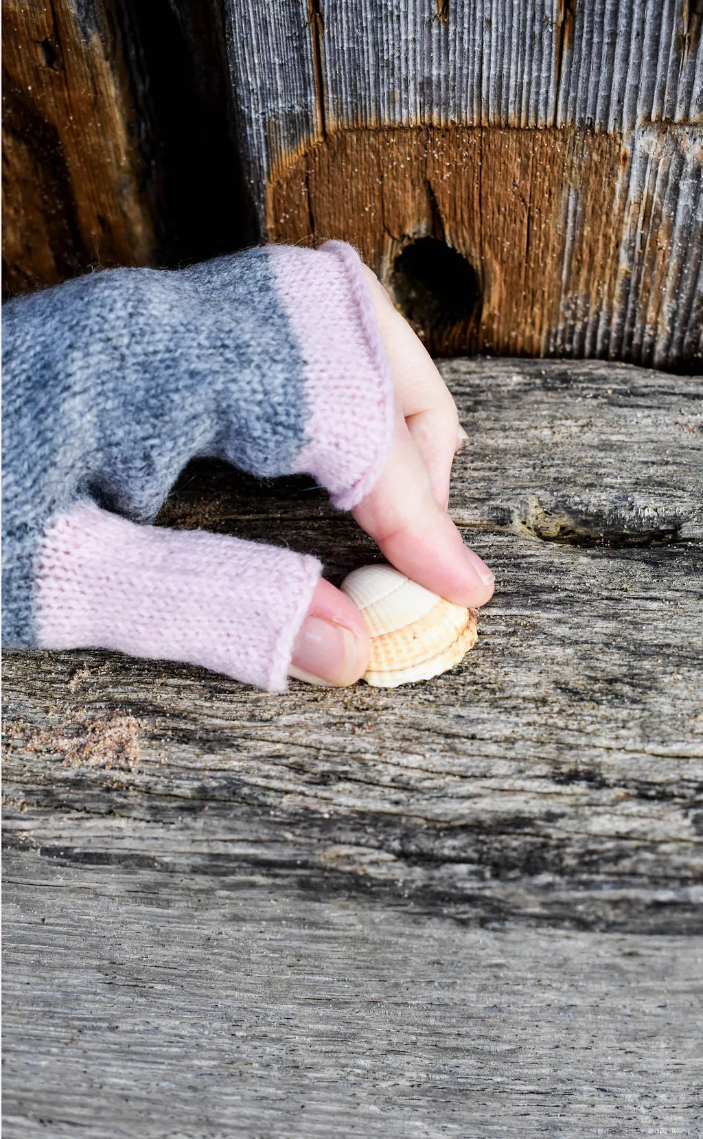 Mittens - Knitted fingerless mitts with contrast trims