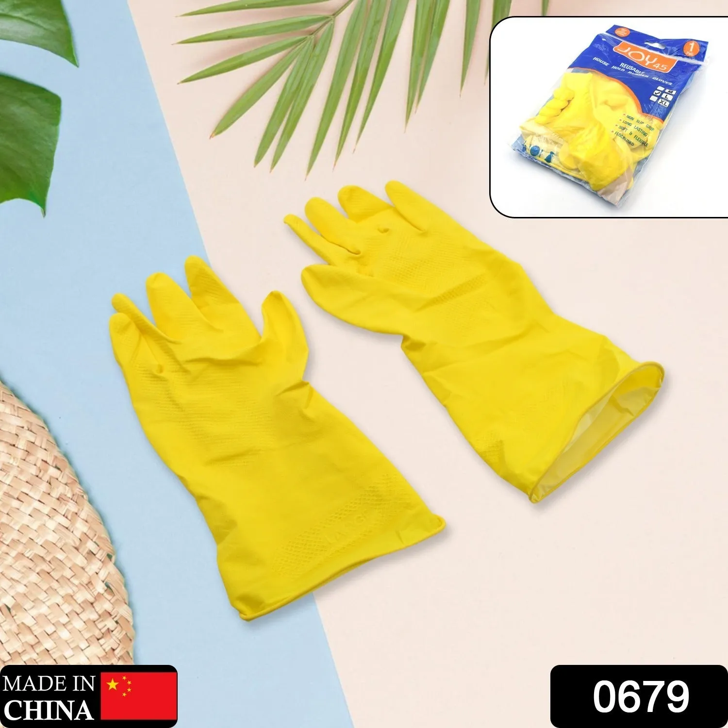 Multipurpose Rubber Reusable Cleaning Gloves, Reusable Rubber Hand Gloves I Latex Safety Gloves I for Washing I Cleaning Kitchen I Gardening I Sanitation I Wet and Dry Use Gloves (1 Pair)