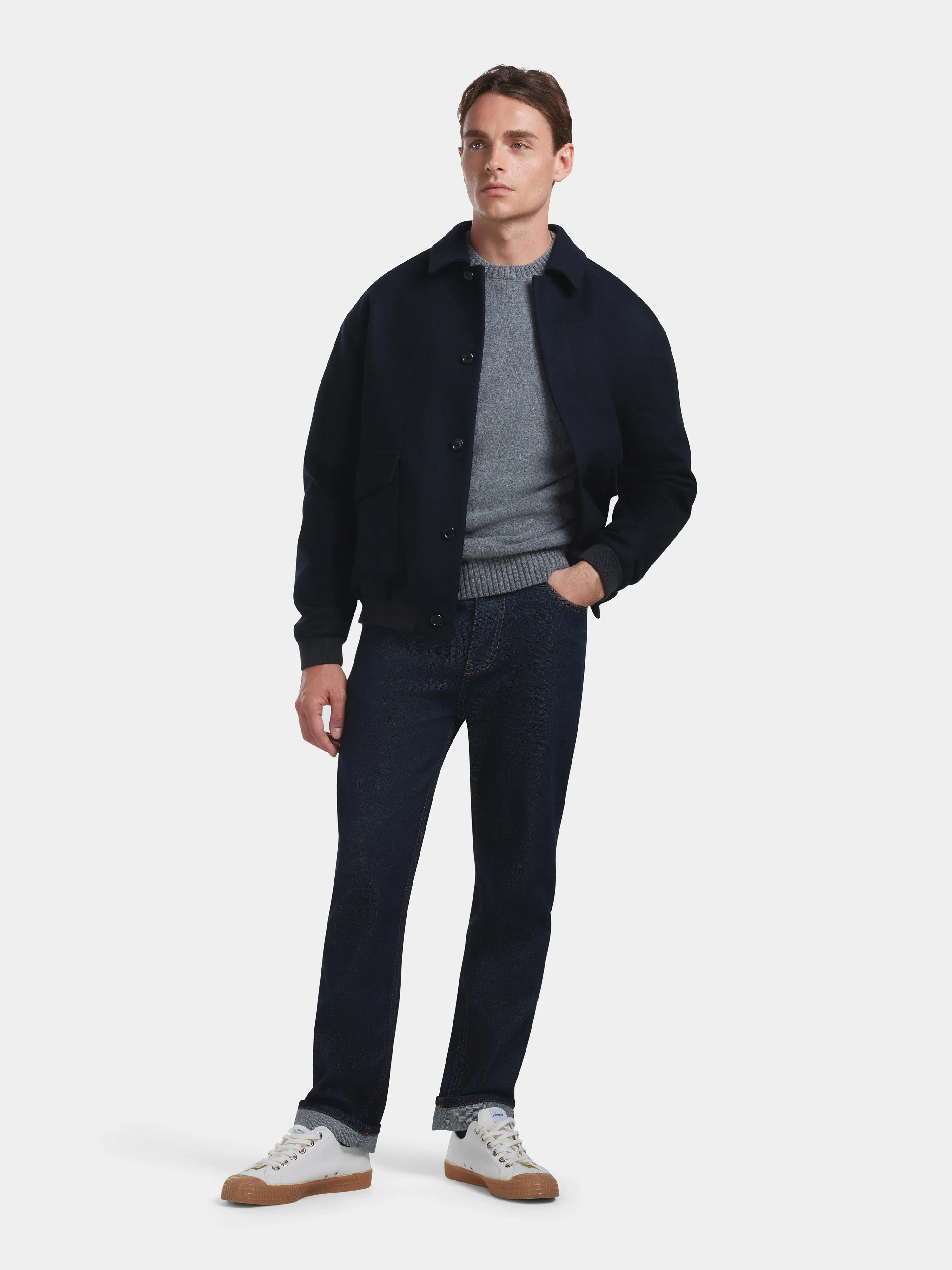 Navy Wool Flight Jacket