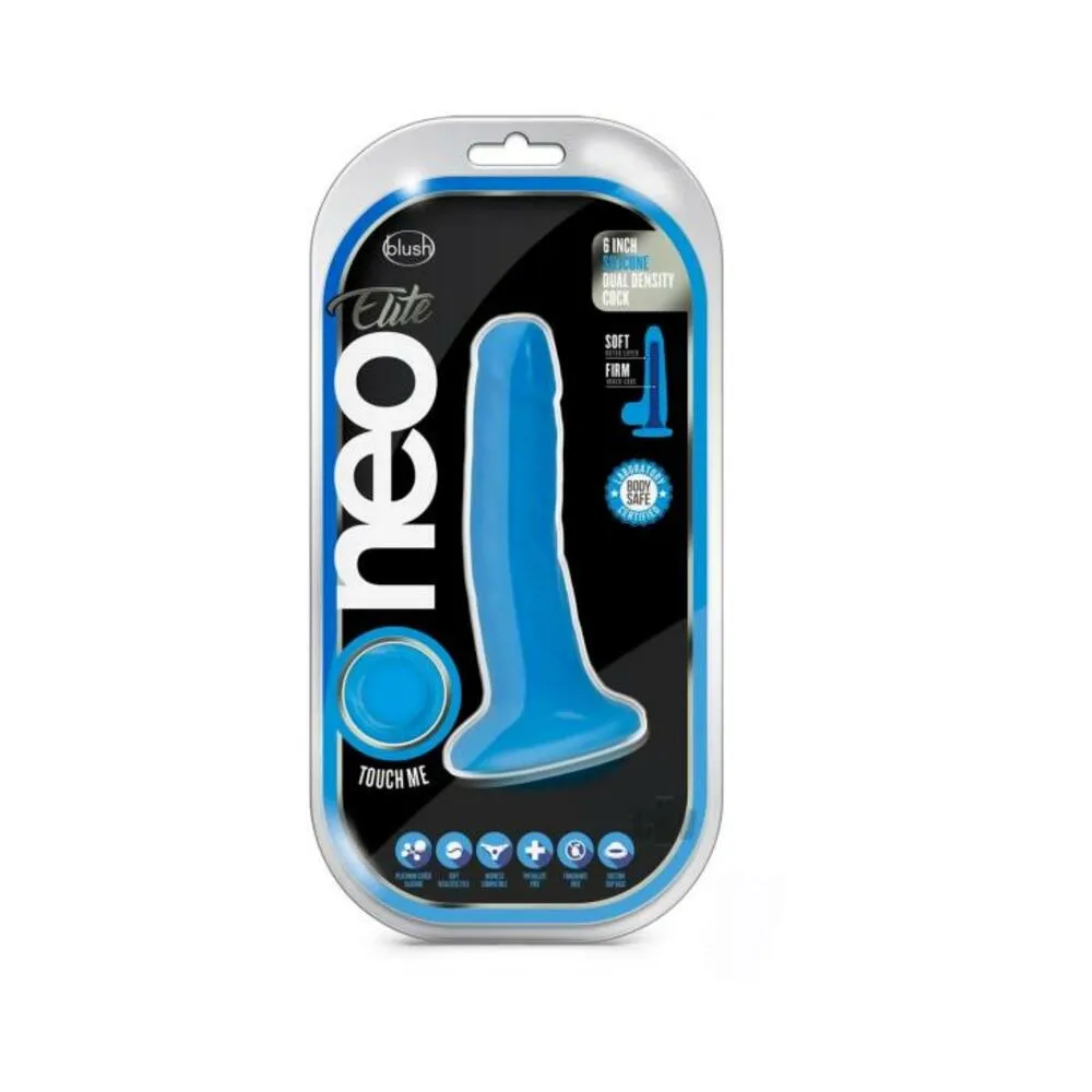 Neo Elite - 6-inch Silicone Dual-density Cock - Neon Blue