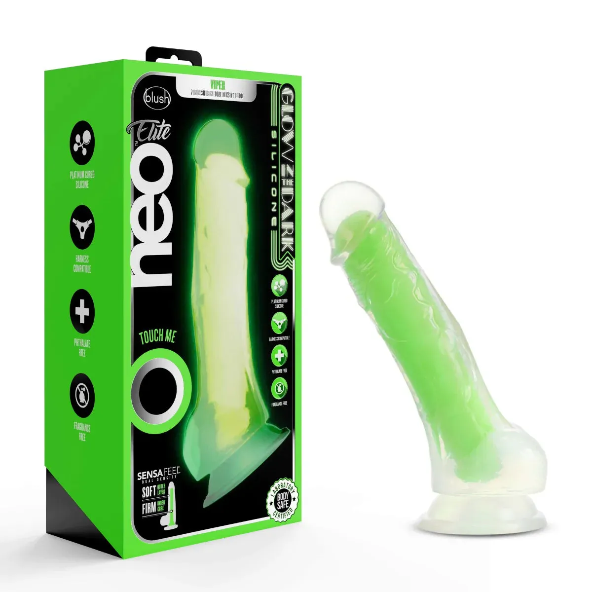 Neo Elite Glow In The Dark Neon Green 7.5-Inch Long Dildo