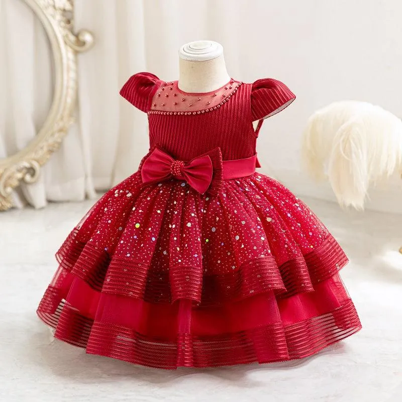 New baby dress sequined fluffy girls princess dress