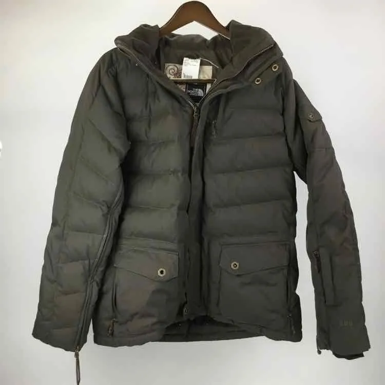 North Face Size XL Olive Zip Front Hooded Quilted Coat