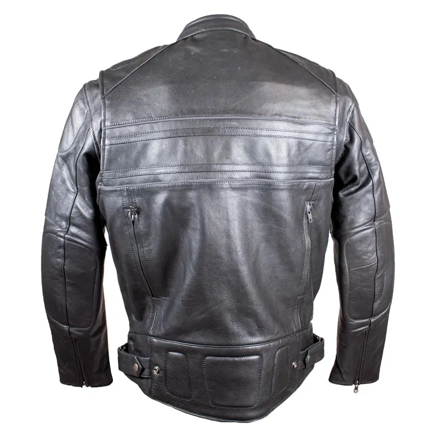 Open Road Men's Leather Armored Riding Jacket