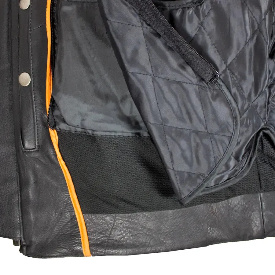 Open Road Men's Leather Armored Riding Jacket