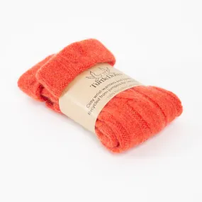 Orange Cable Cashmere Fingerless Gloves