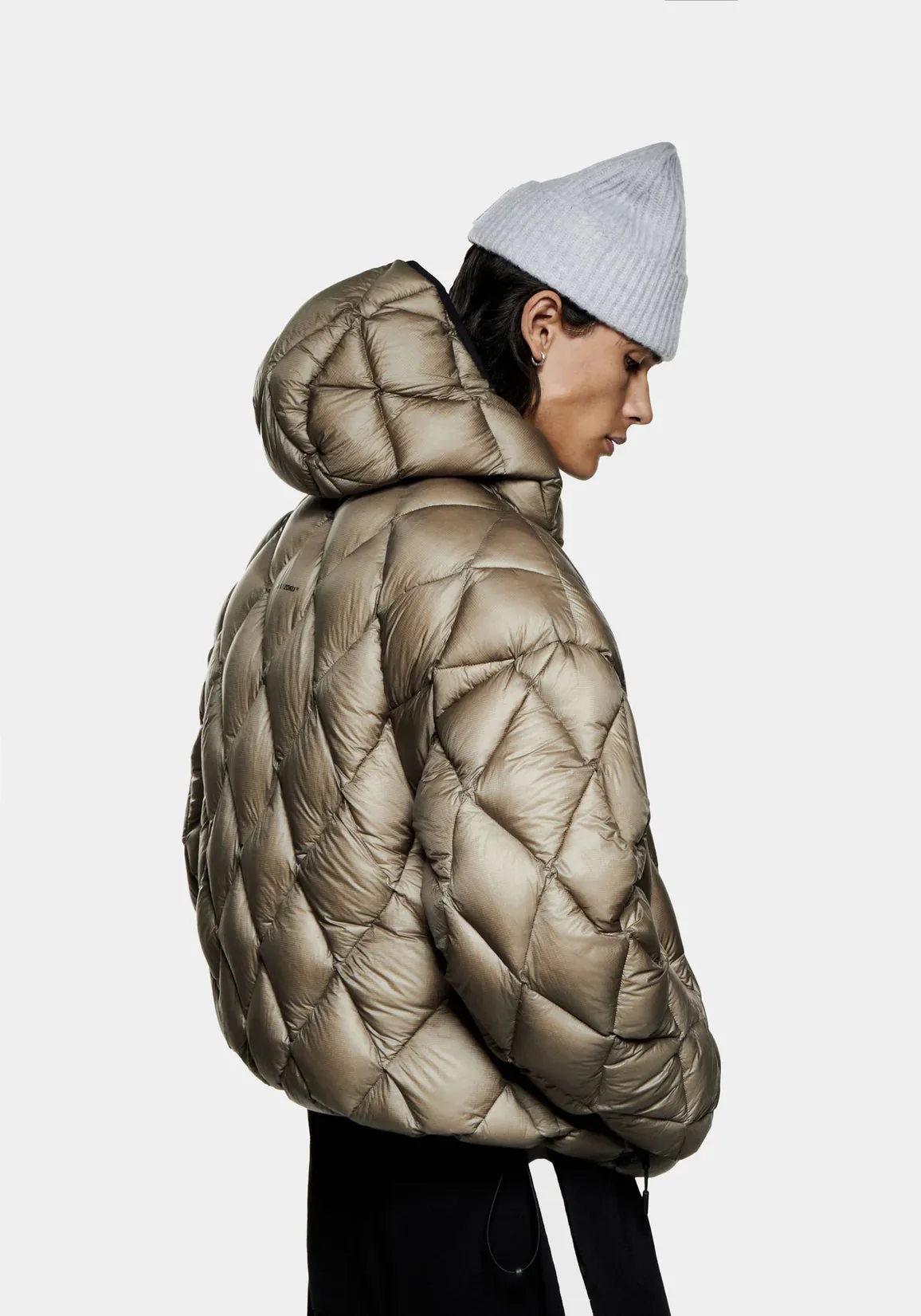 Oversized Fit Translucent Diamond Bubble Jacket