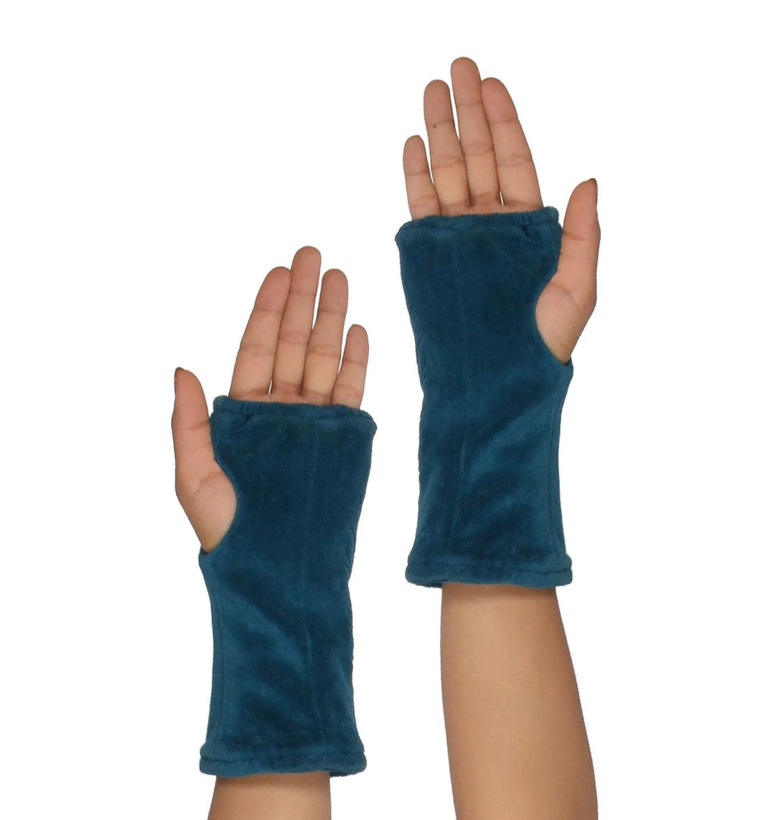 Peacock Feather Embroidered Cotton Velvet Handwarmers