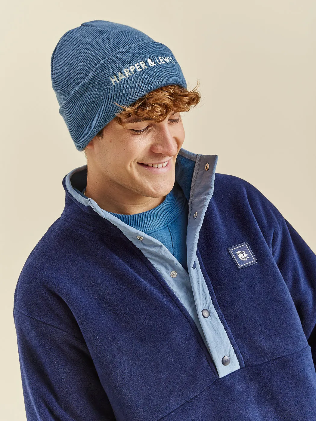 Peyton Popper Neck Fleece Navy