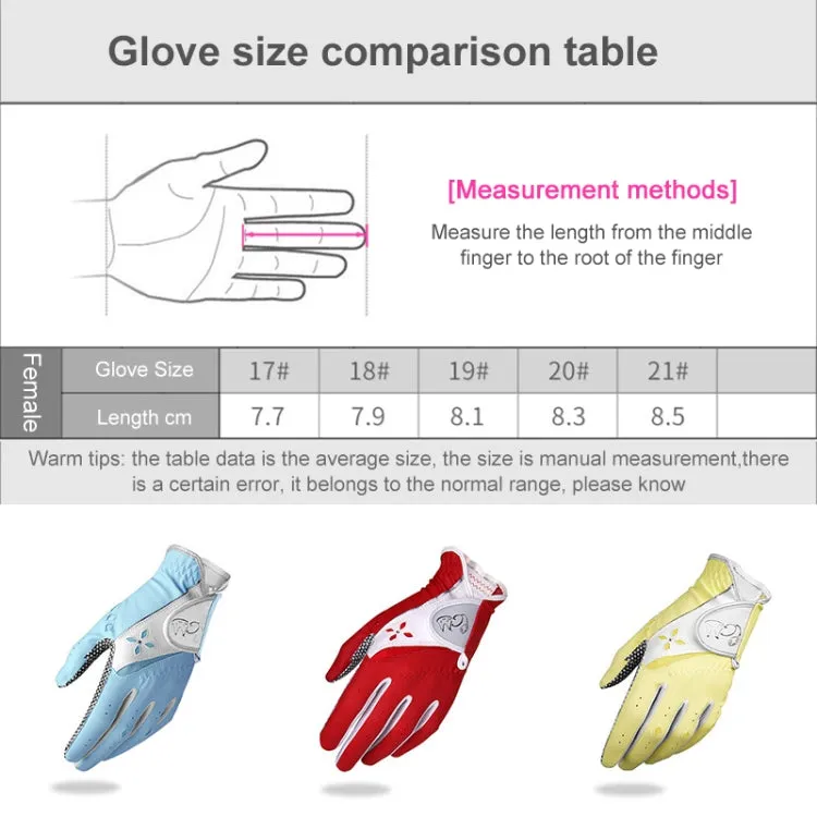 PGM One Pair Golf Non-Slip PU Leather Gloves for Women (Color:Red Size:19)