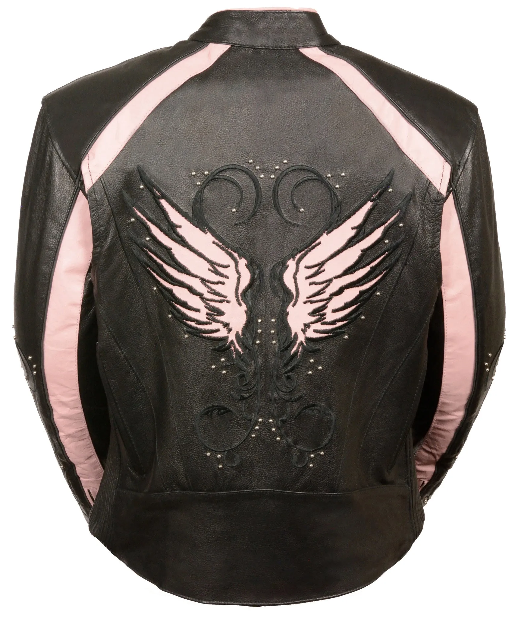 Pink Angel Wings Women Leather Jacke