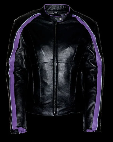 Purple Angel Wings Women Leather Jacket