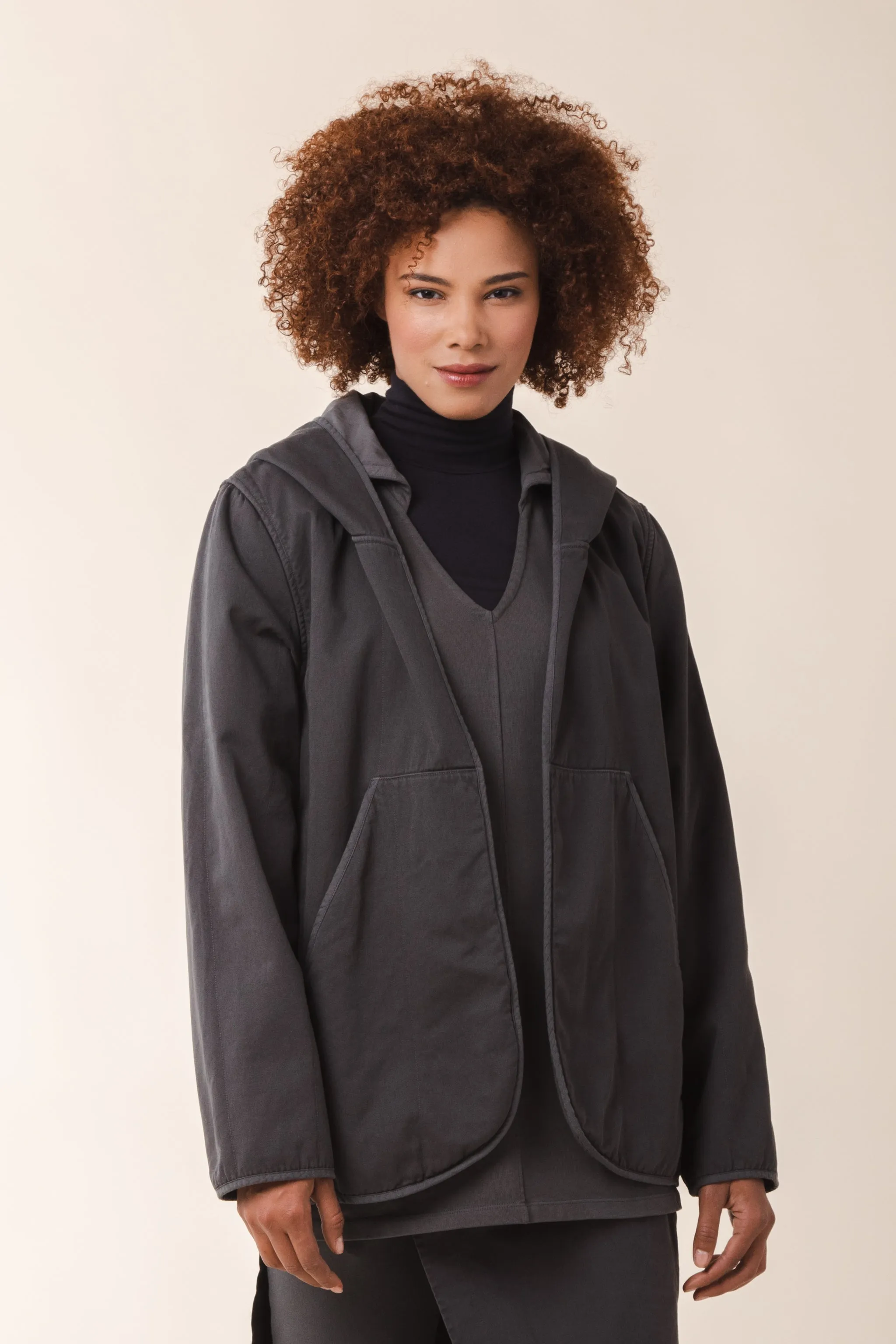 Quilted Hover Coat in Graphite