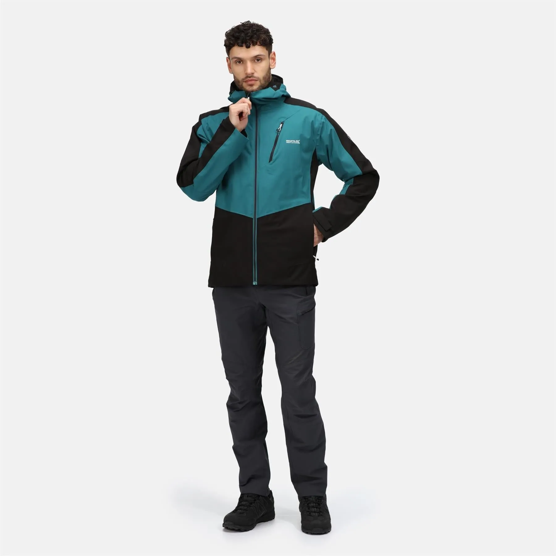 Regatta Men's Highton Stretch II Waterproof Jacket Pacific Green Black