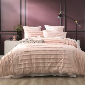 Renee Taylor Classic Cotton Vintage washed Tufted Quilt Cover Set - Blush