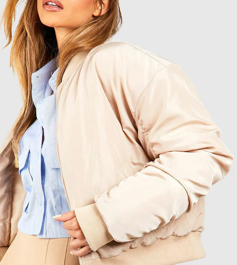 RUCHED DETAIL OVERSIZED BOMBER JACKET