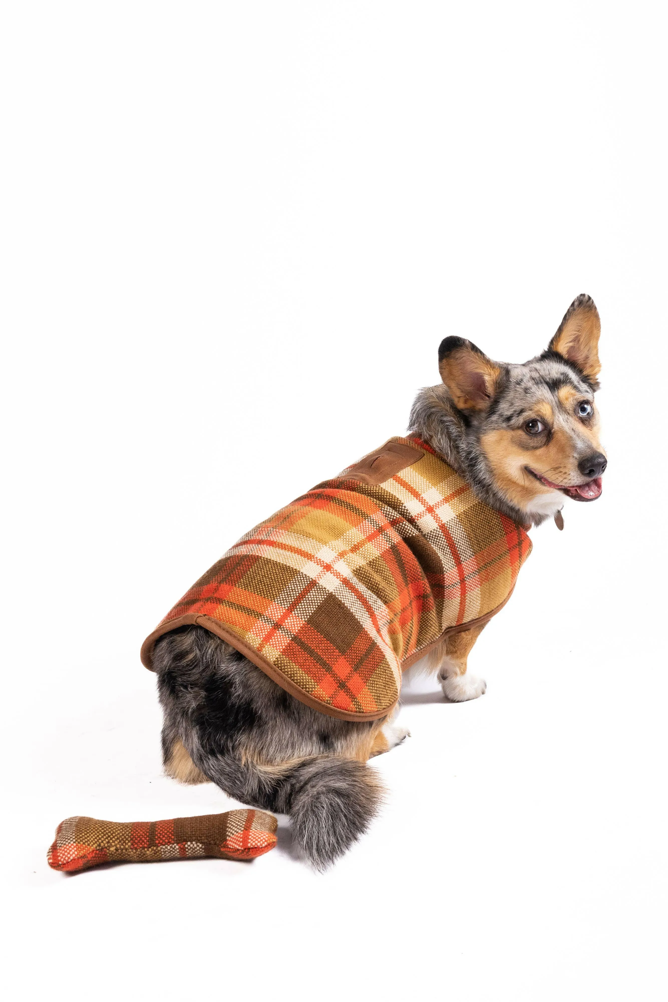 Rust Plaid Dog Blanket Coat