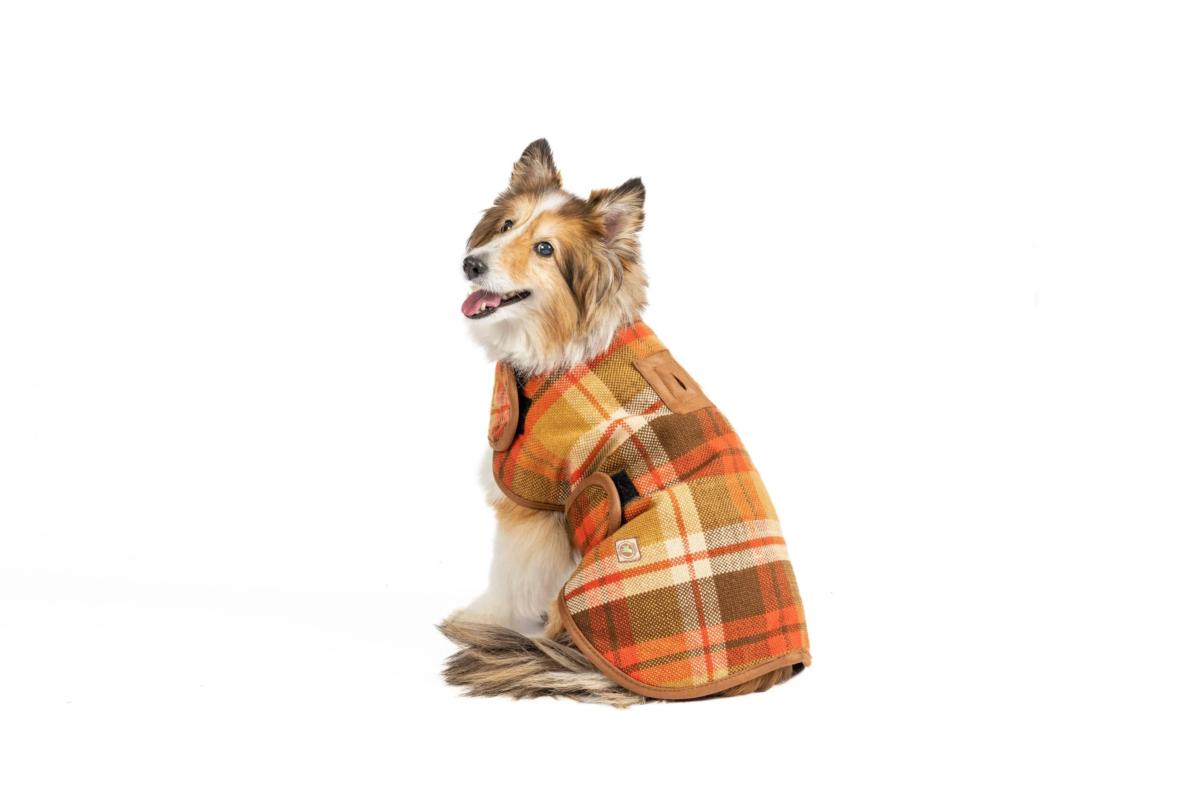 Rust Plaid Dog Blanket Coat